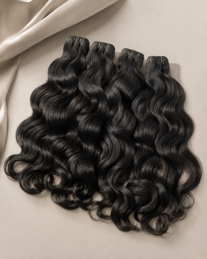 Paquets de cheveux ondulés naturels cambodgiens bruts