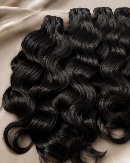 Paquets de cheveux ondulés naturels cambodgiens bruts